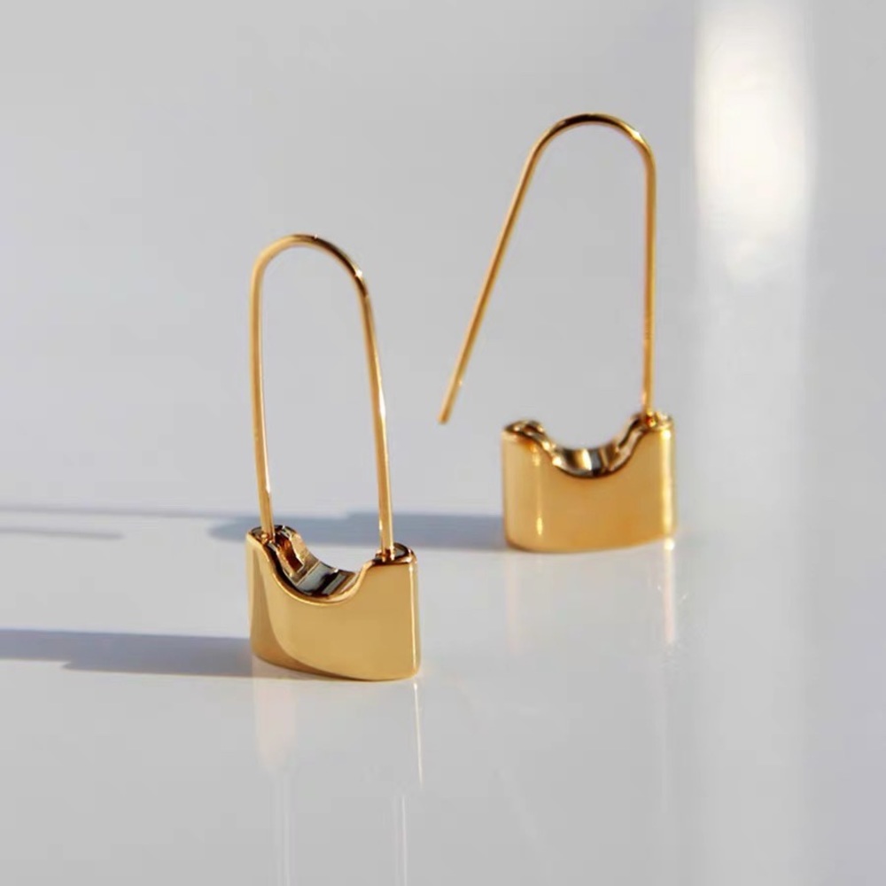 Padlock earrings, safety pin earrings, drop earrings